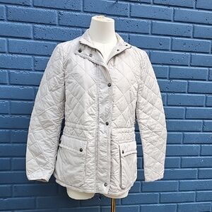 Coach Cream Quilted Puffer Jacket with Lapels Size Small